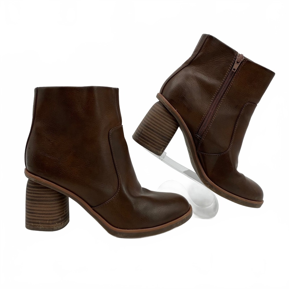 Korks Brown Block Heel Ankle Boots | Womens 7